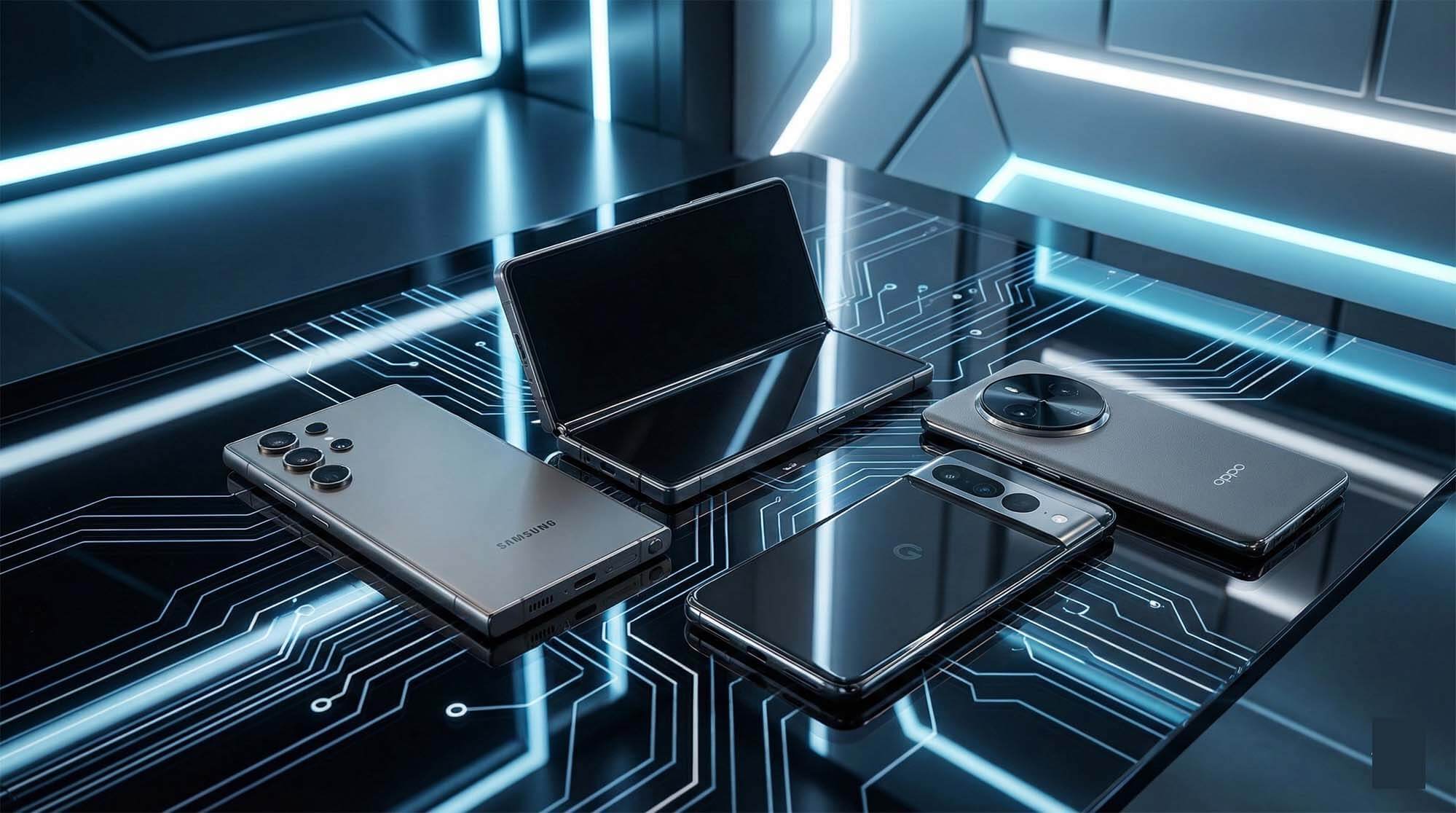 安卓手機想賣高價?揭密通訊行與收購店的 Android 估價秘密 - 第1張圖 多款高階Android手機三星OPPO放在桌上進行比較